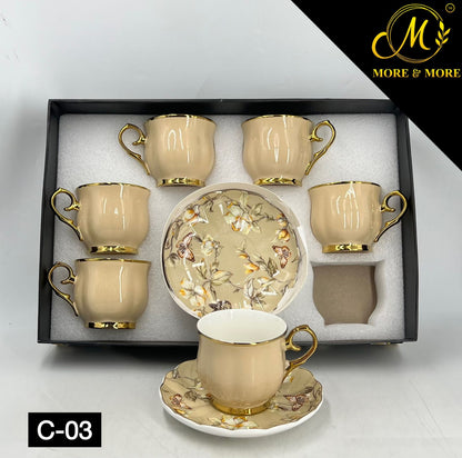 Floral Pattern Cups & Saucer Set