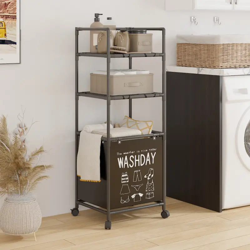 3-Layer Laundry Basket with Wheels | Multi-Tier Clothes Storage Hamper for Bathroom & Bedroom