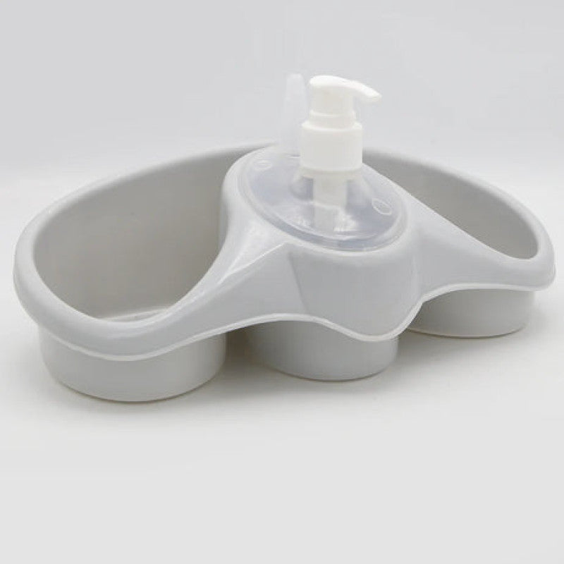 2-in-1 Liquid Soap Dispenser with Sponge Holder | Kitchen Sink Caddy Organizer for Dishwashing & Cleaning