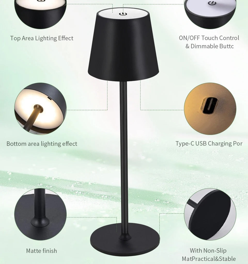 3 Colors Mode Rechargeable LED Table Lamp Touch Switch