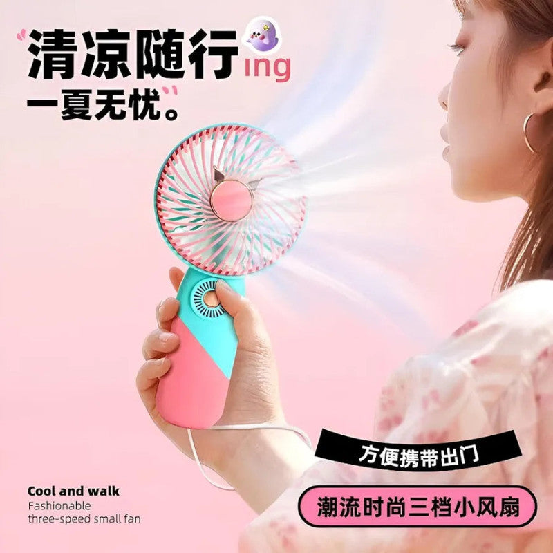 Portable Mini USB Fan Cute Cartoon Design 3 Speed Adjustable
