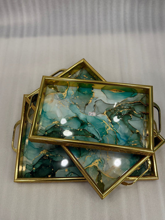 Luxurious 3-Piece Serving Tray Set