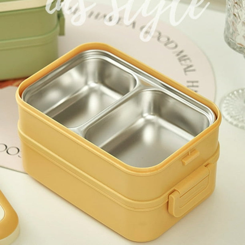 Insulated Stainless Steel 2 Layer Lunch Box – Portable Food Container | Adornia.pk