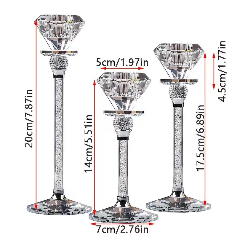 Crystal Candlestick Holder With Diamond Head