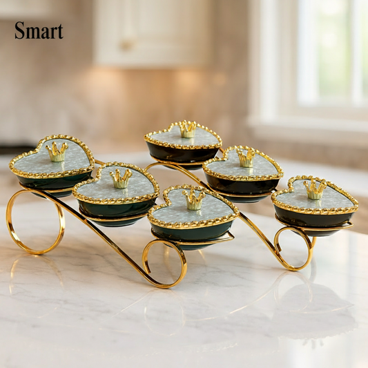 Premium Luxury 3 Ceramic Hert Shaped Serving Tray With Lids