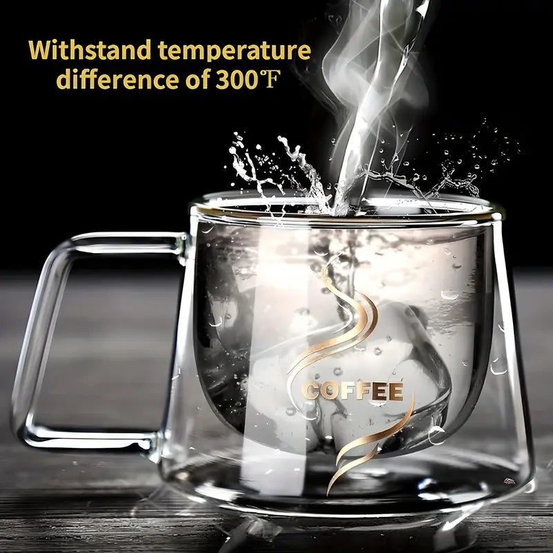 Double-Walled Glass Coffee Mugs – 200ml Heat-Resistant Espresso Cups for Hot & Cold Drinks | Adornia.pk