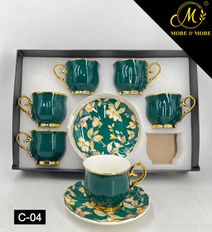 Floral Pattern Cups & Saucer Set