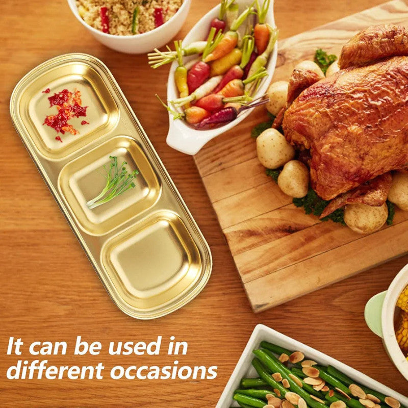 3 Portion Stainless Steel Sauce Tray