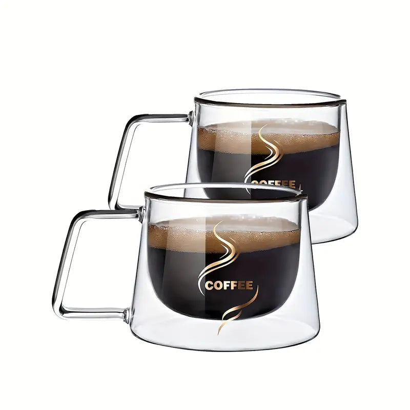 Double-Walled Glass Coffee Mugs – 200ml Heat-Resistant Espresso Cups for Hot & Cold Drinks | Adornia.pk