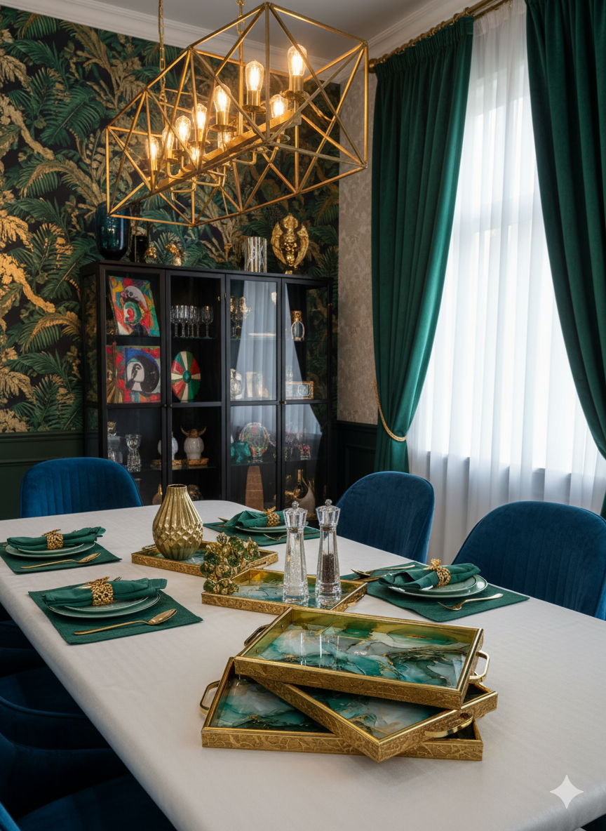 Luxurious 3-Piece Serving Tray Set