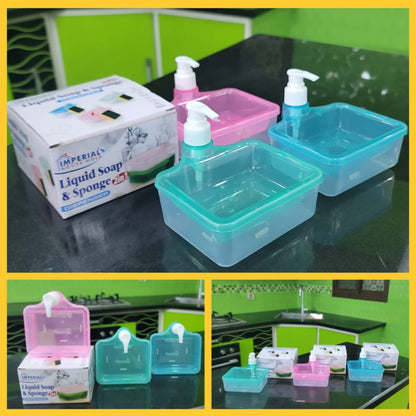 Imperial 2-in-1 Liquid Soap Dispenser with Sponge Holder | Elegant Kitchen Sink Organizer for Dishwashing & Cleaning