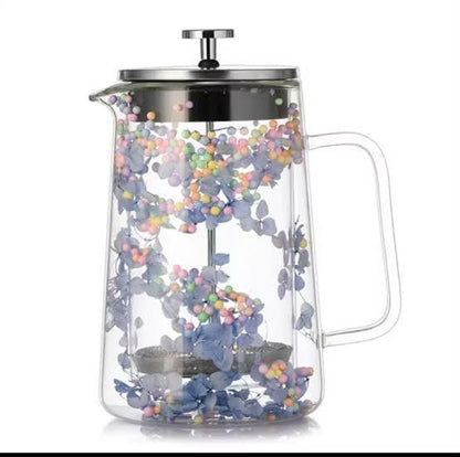Elegant Floral Design French Press Coffee Maker with Stainless Steel