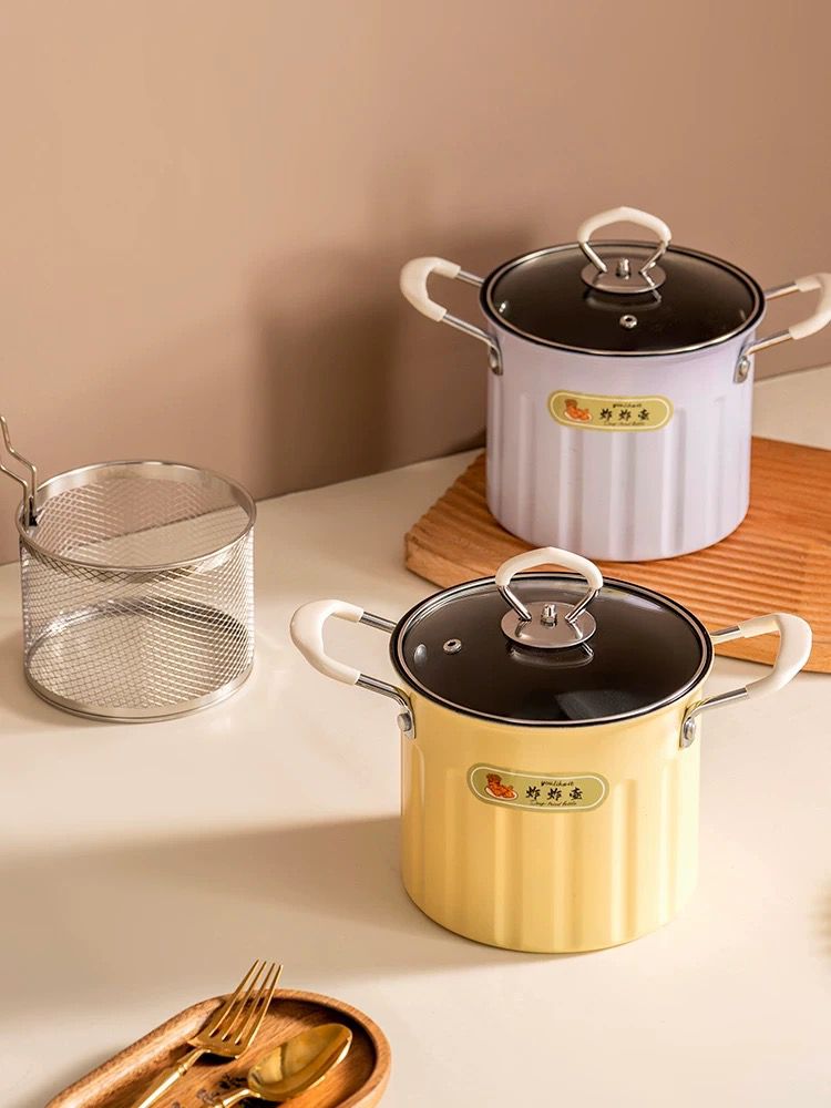 Deep Frying Pot with Oil Strainer | Stainless Steel Fryer Pot for Home Kitchen Use