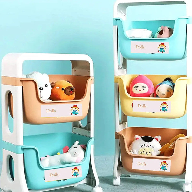2 Tier Kids Toy Storage Trolley – Mobile Organizer for Toys & Essentials | Adornia.pk