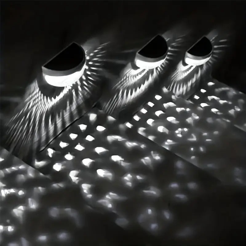 Solar Fence Post Light Semi-Circle LED Waterproof Powered Wall Lights Outdoor (Pack Of 4)