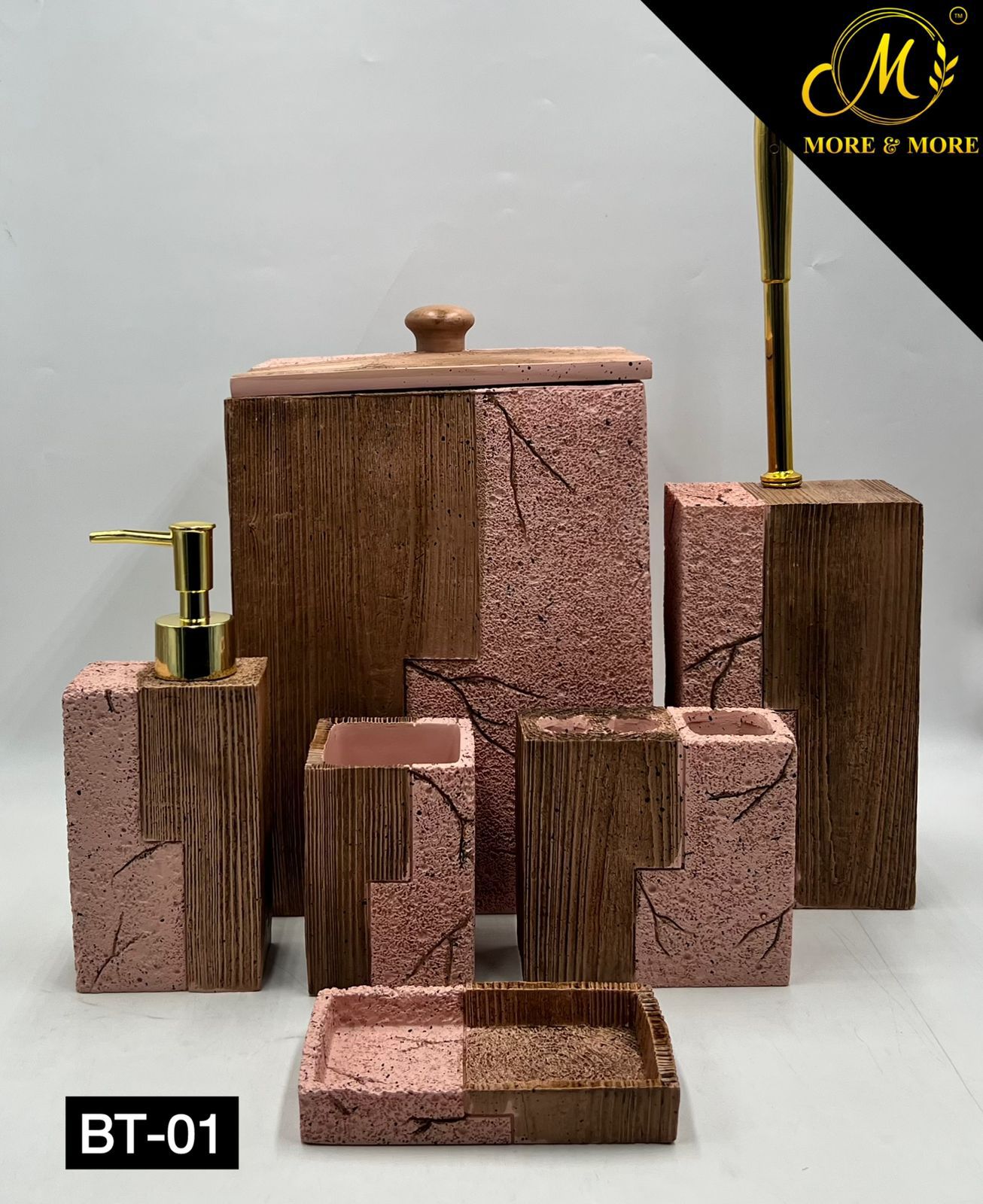 Premium Fabric Ceramic Bathroom Accessory Set