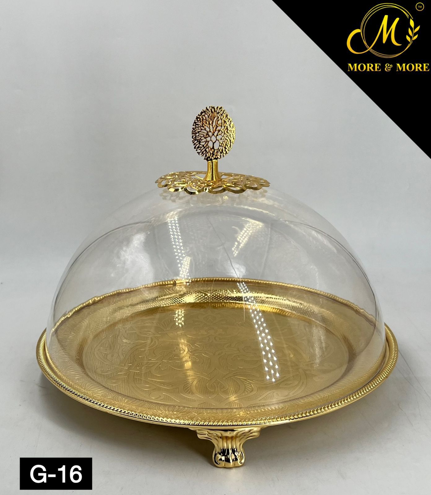 Imperial Luxe Cake Cloche | Metallic Pedestal Serving Dish with Clear Dome - 12.3 Inches