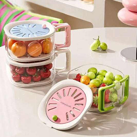 2 In 1 Fruit Strainer Container With Lid