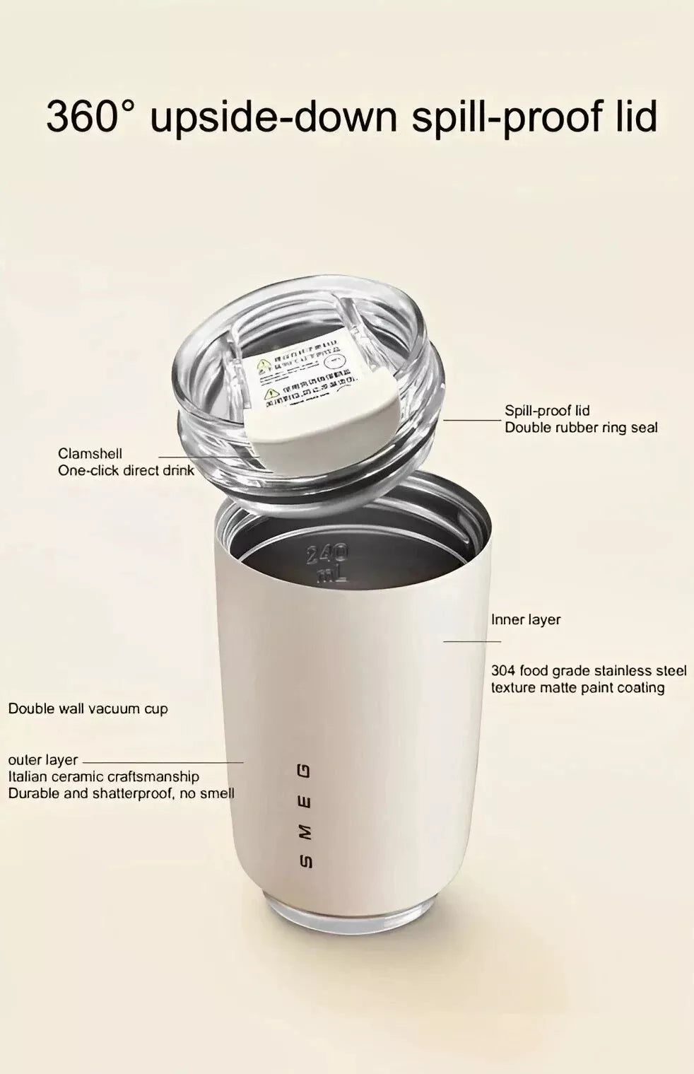 SMEG Coffee Tumbler Thermos Cup