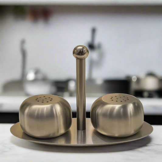Salt & Pepper Shaker Set – Silver B7555S (B6328S) | Elegant Stainless Steel Table Set