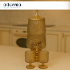 LUXURY AMBER TEXTURED GLASS WATER DISPENSER WITH 6 GOBLET CUPS – GOLD FAUCET & STAND | PREMIUM HOME & KITCHEN SERVER - GOLD
