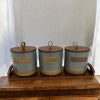 Premium Rustic 3 Pcs Ceramic Jar Set with Wooden Tray | Adornia.pk