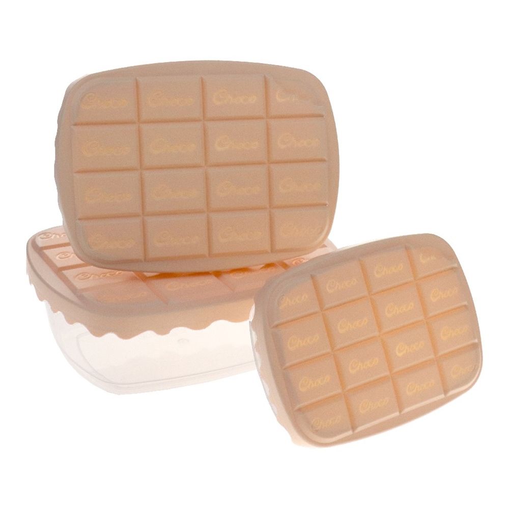 3 Pcs Set Plastic Choco Box For Kids 800ml (L6.7xW4.9x4.6)Inches