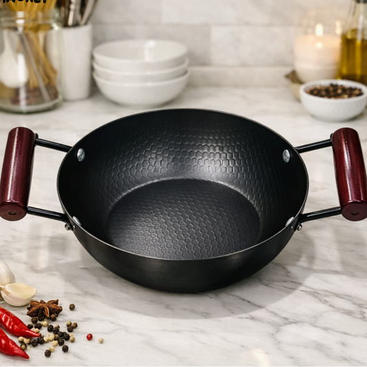 THICKENED CAST IRON WOK PAN – DURABLE HOME COOKING POT