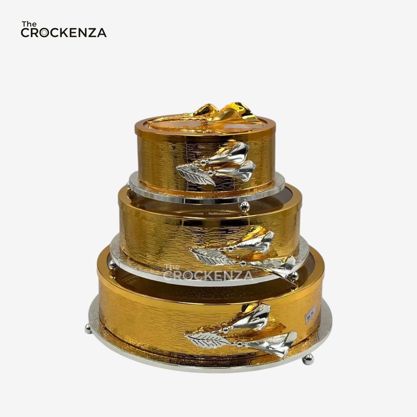 Luxury Gold Finish 3-Piece Candy Jar Set Decorative Tableware with glass base and lid