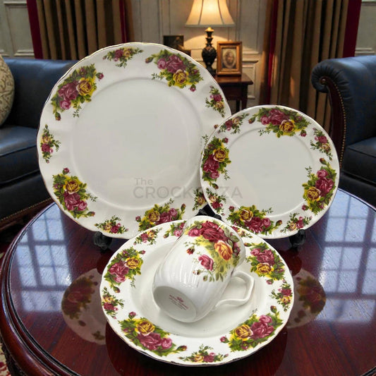 Royal Vintage Old Country Roses Plate Set – Inspired by Royal Albert 24 (Pcs)