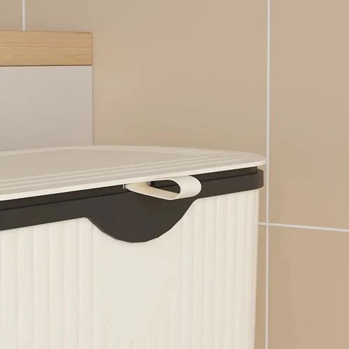 Kitchen Trash Can with Lid, Garbage Bin with Storage Rack, Narrow Waste Basket