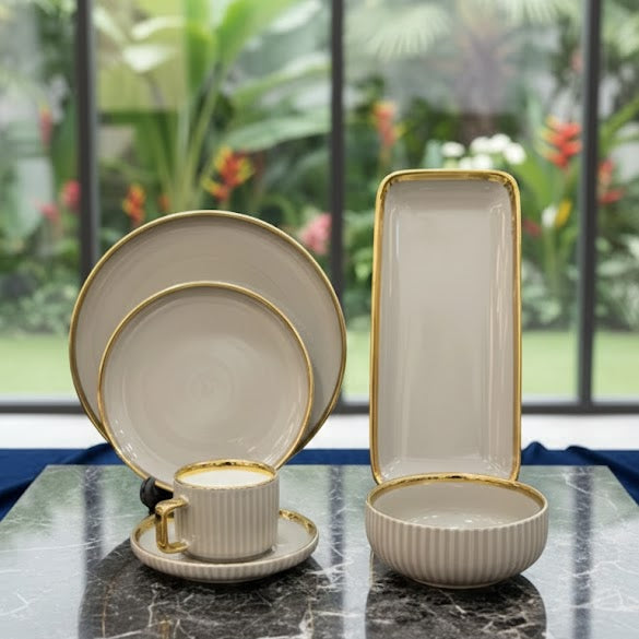 32Pcs Ceramic Dinner Set - Brown