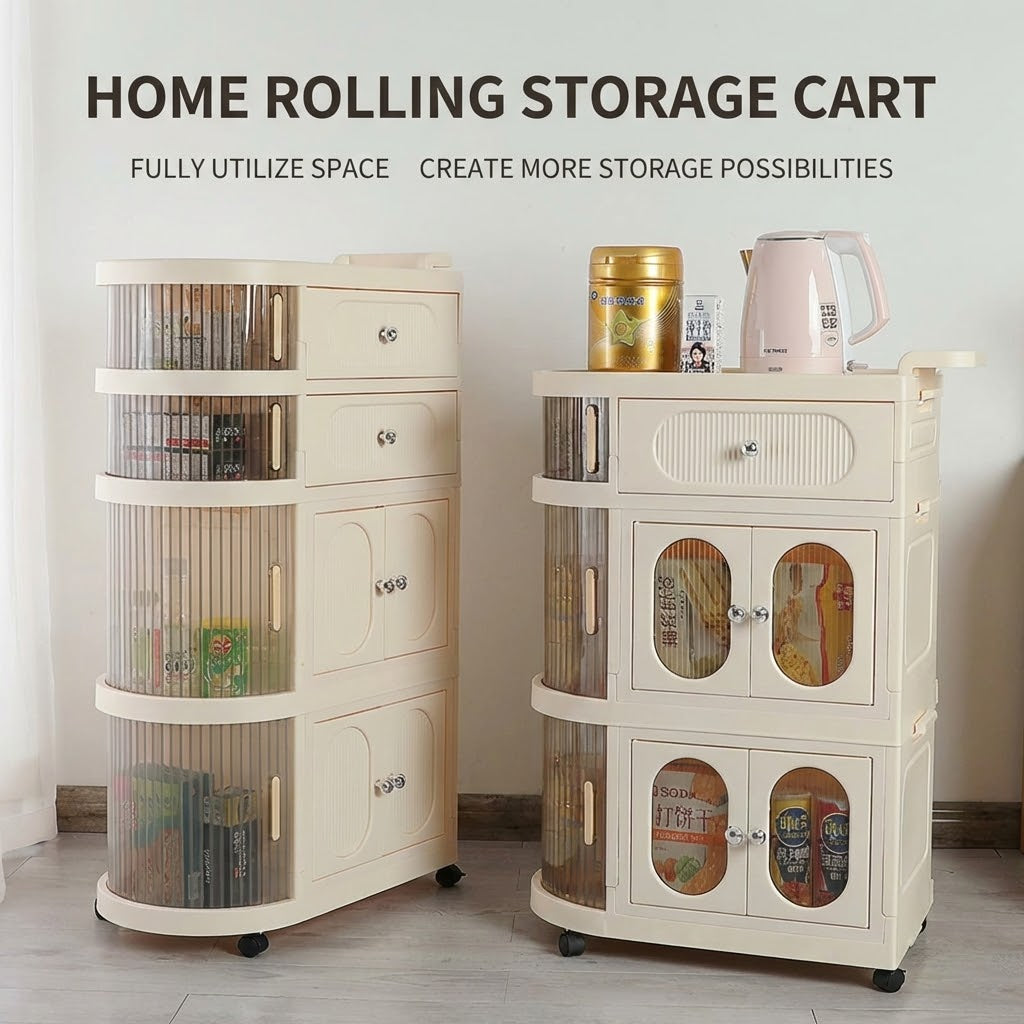 Living Room Bedroom Baby Cupboard Plastic Wardrobe Kitchen Folding Cupboard Organizer with Wheels