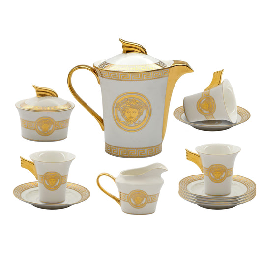15-Piece Versace-Inspired Bone China Tea Cup & Saucer Set