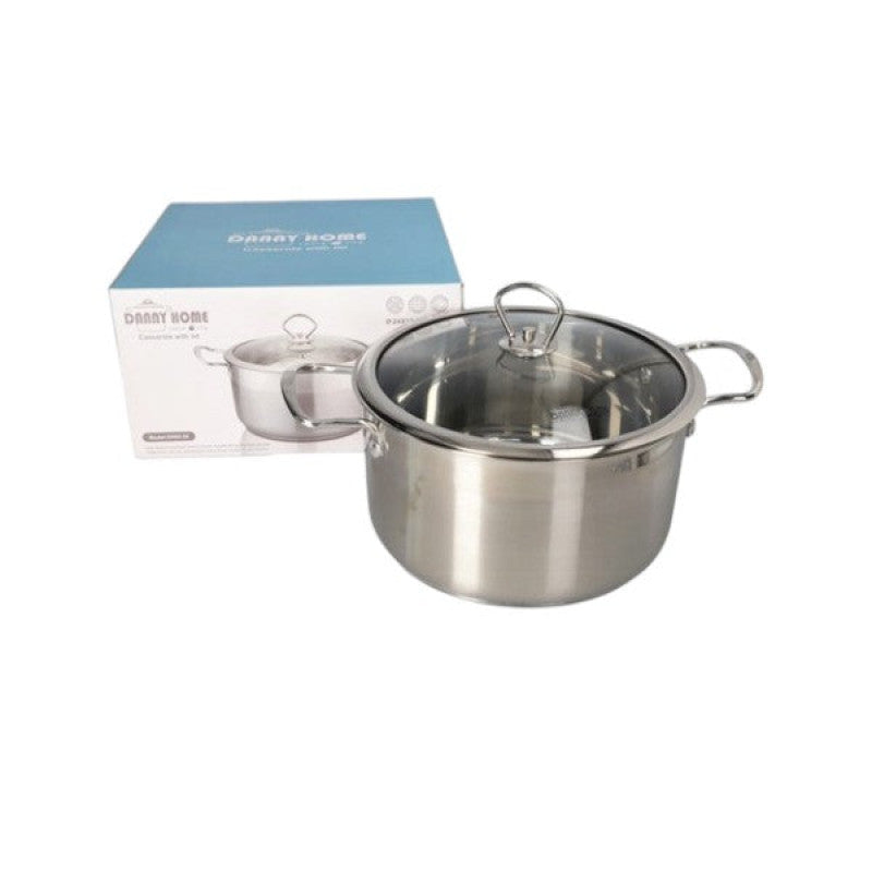 Stainless Steel Pot with Glass Lid – 20cm