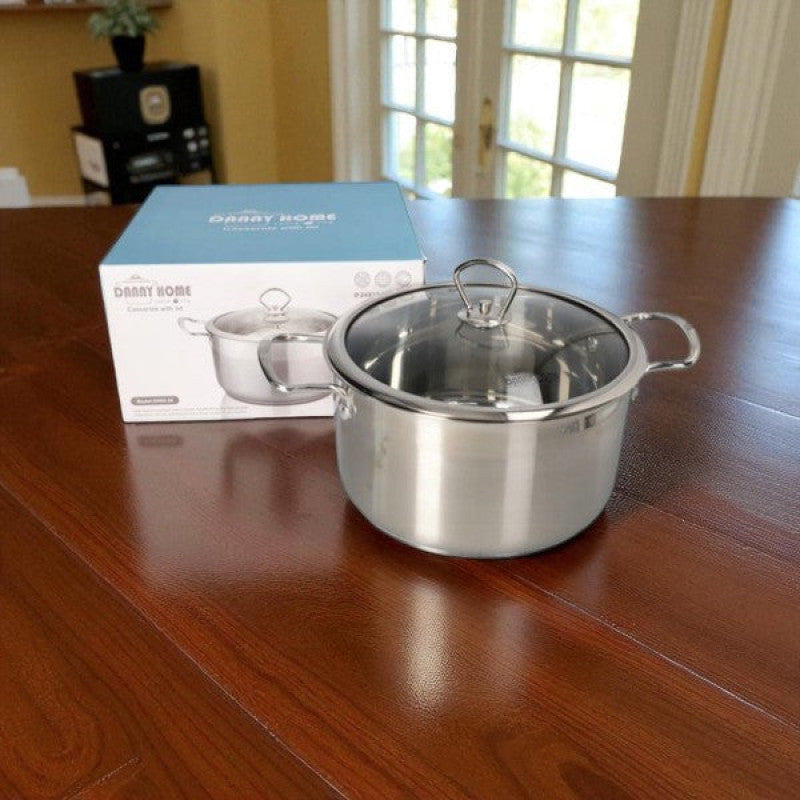 Stainless Steel Pot with Glass Lid – 20cm