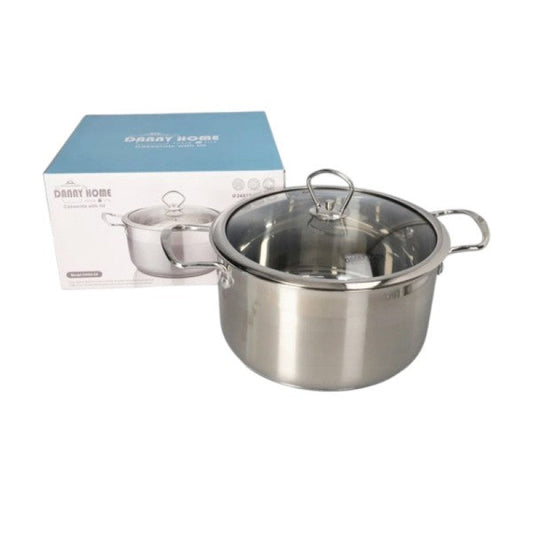 Stainless Steel Pot with Glass Lid – 24cm