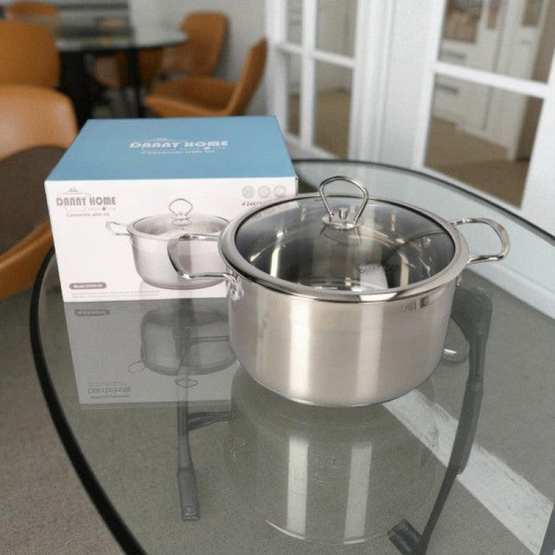 Stainless Steel Pot with Glass Lid – 24cm