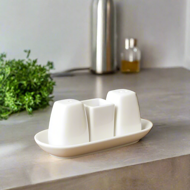 WILMAX Salt & Pepper Set – White Porcelain Shakers 996005 | Elegant Tableware for Home & Restaurants