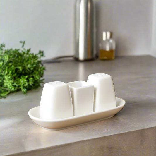 WILMAX Salt & Pepper Set – White Porcelain Shakers 996005 | Elegant Tableware for Home & Restaurants
