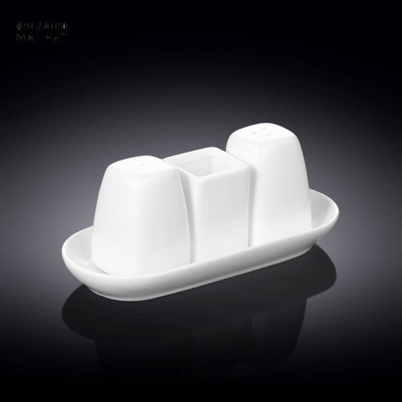 WILMAX Salt & Pepper Set – White Porcelain Shakers 996005 | Elegant Tableware for Home & Restaurants