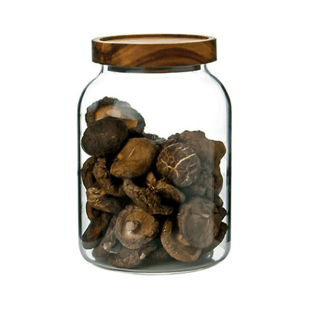 Glass Storage Canister with Airtight Bamboo Lid – Clear Kitchen Jar (1200ml / 2000ml / 2400ml)
