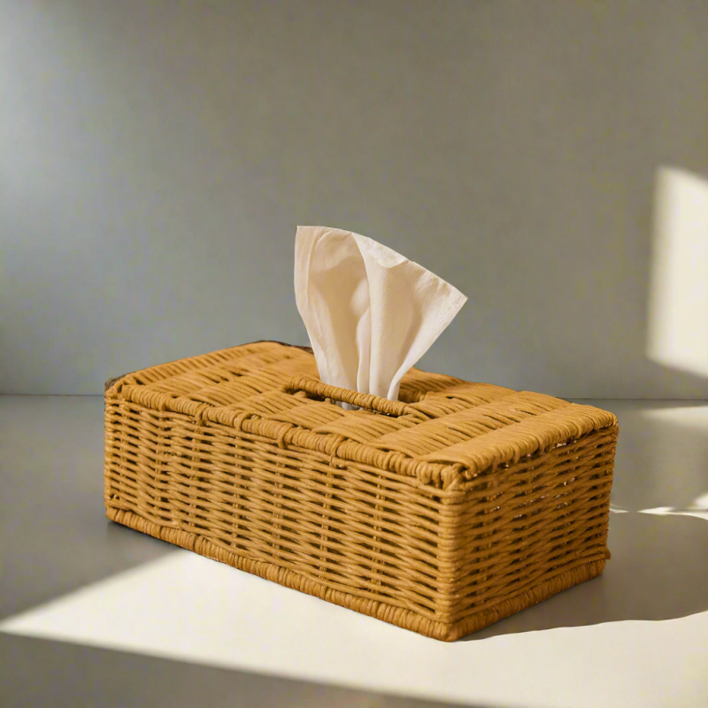 Woven Rattan Tissue Box Cover – Arabic Style Decorative Tissue Holder for Home, Office & Hotels