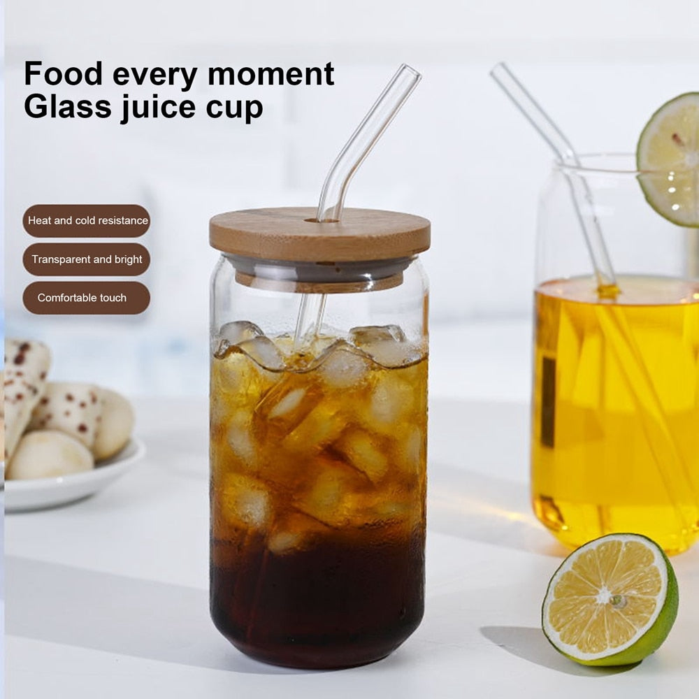 Stylish Borosilicate Iced Tea Glass with Straw & Lid