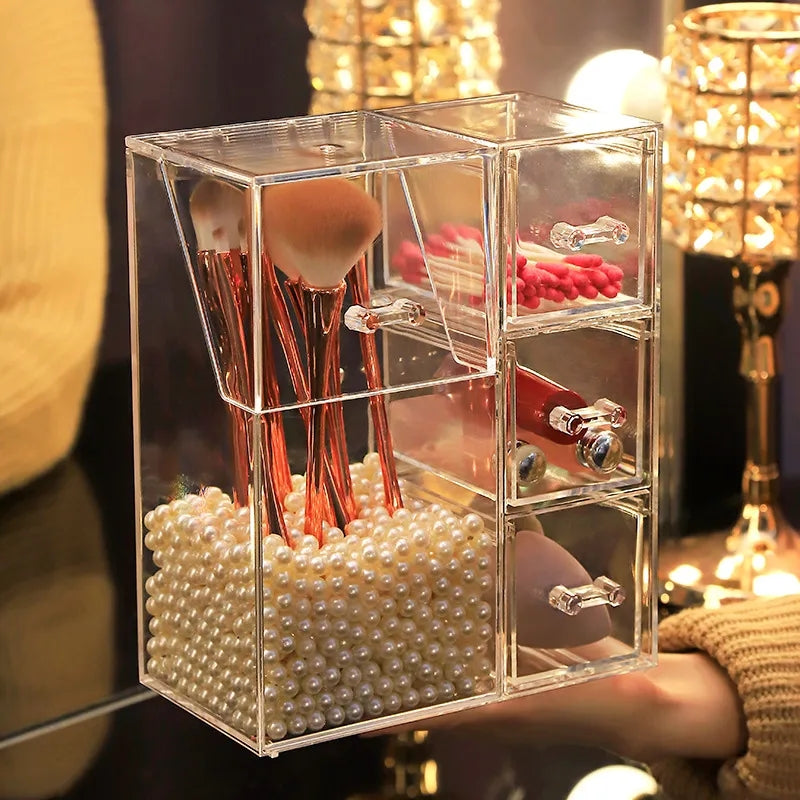 Acrylic Makeup Brush Organiser With Drawer