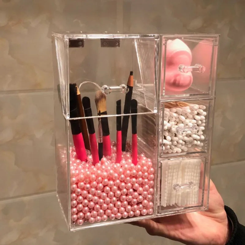 Acrylic Makeup Brush Organiser With Drawer