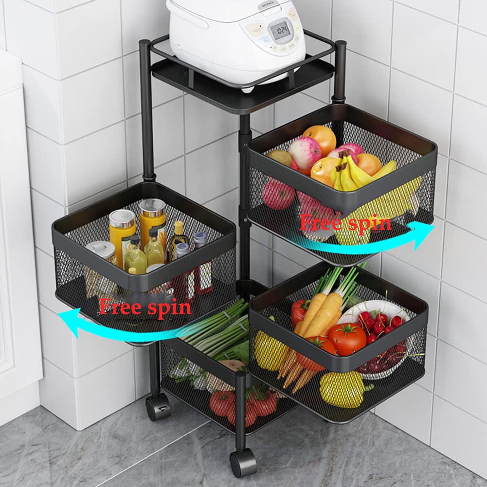 Multi-layer Rotating Stackable Metal Basket Kitchen Storage Shelf