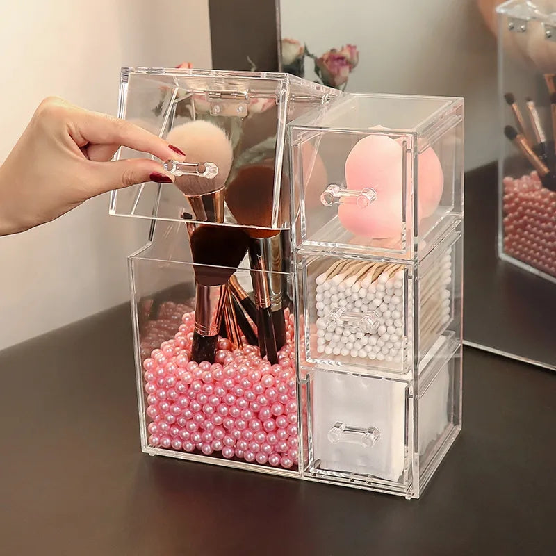 Acrylic Makeup Brush Organiser With Drawer