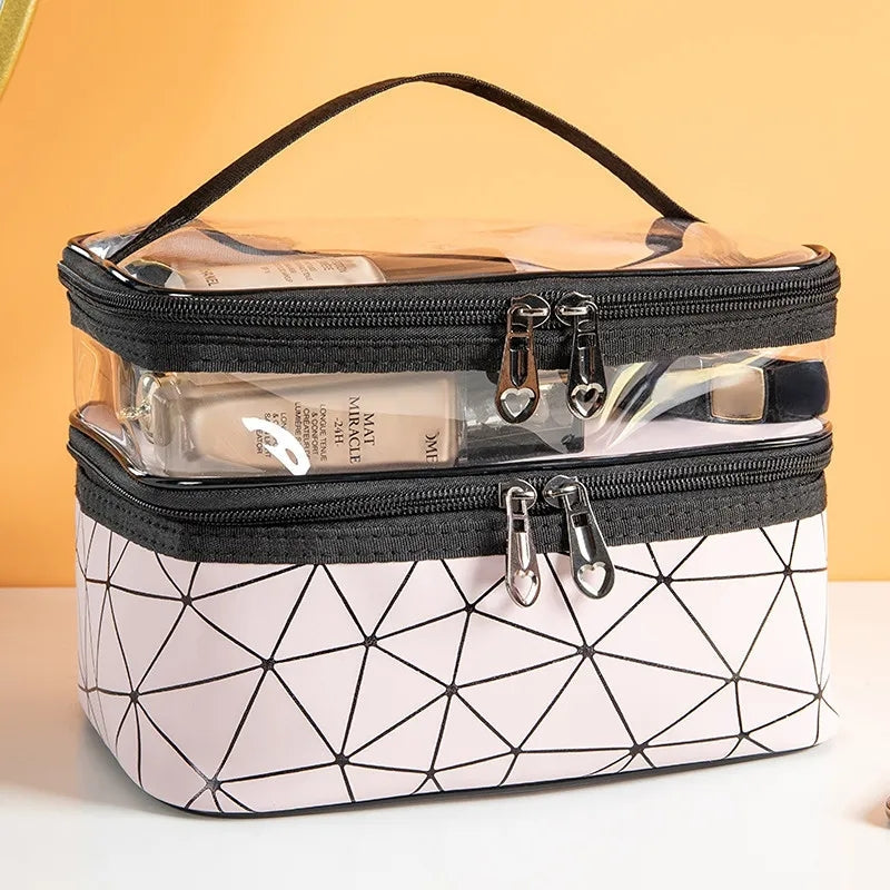 Double layers cosmetic bag