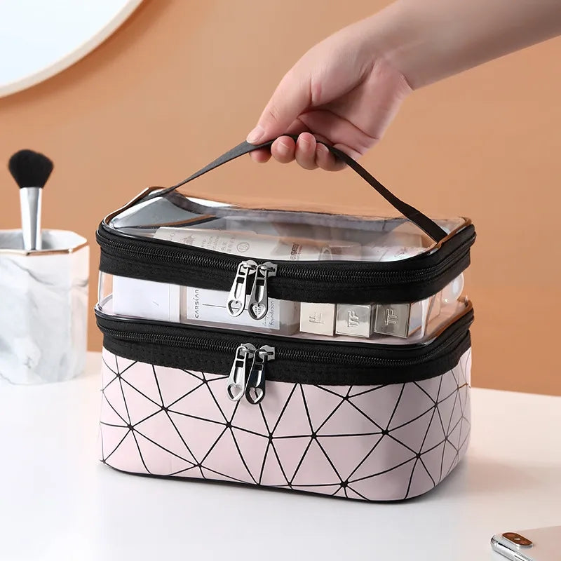 Double layers cosmetic bag